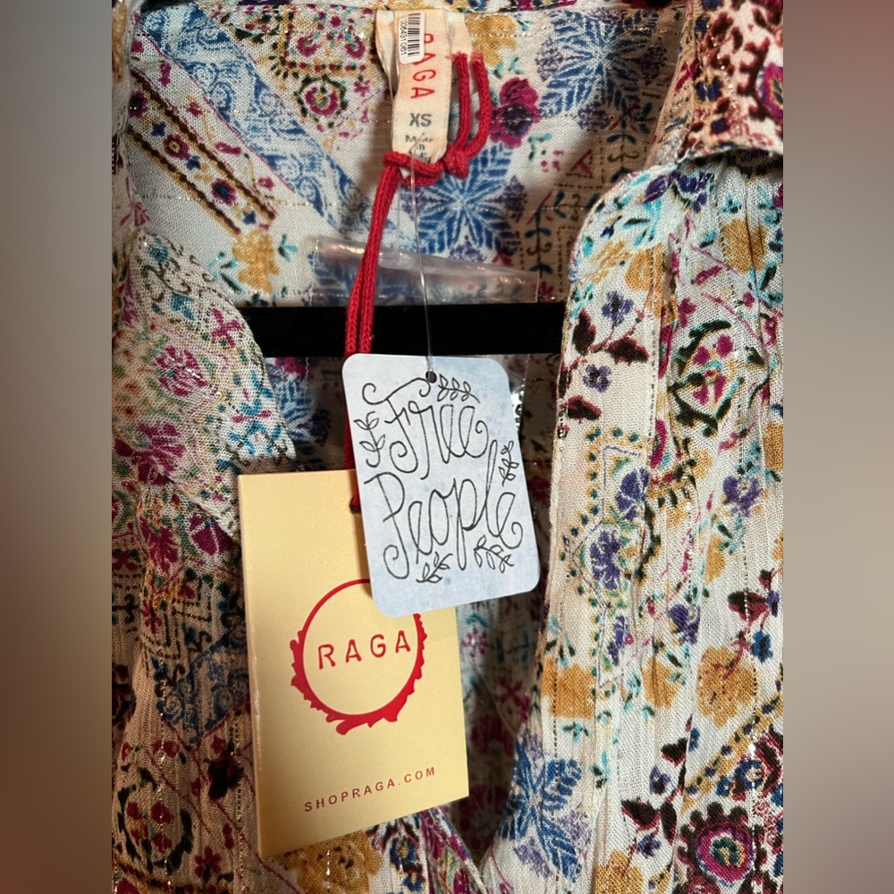 #396A NWT Free People Rafa Multicolor Patterned Blouse - Picture 5 of 8